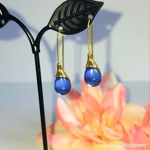 GAVE AS FREE GIFT W ORDER 💎 925 Silver Plated Oval Cut Gemstone Drop Earrings